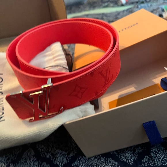 Louis Vuitton Red Monogram Mens Belt Size 90/36 M0464U - Picture 10 of 11